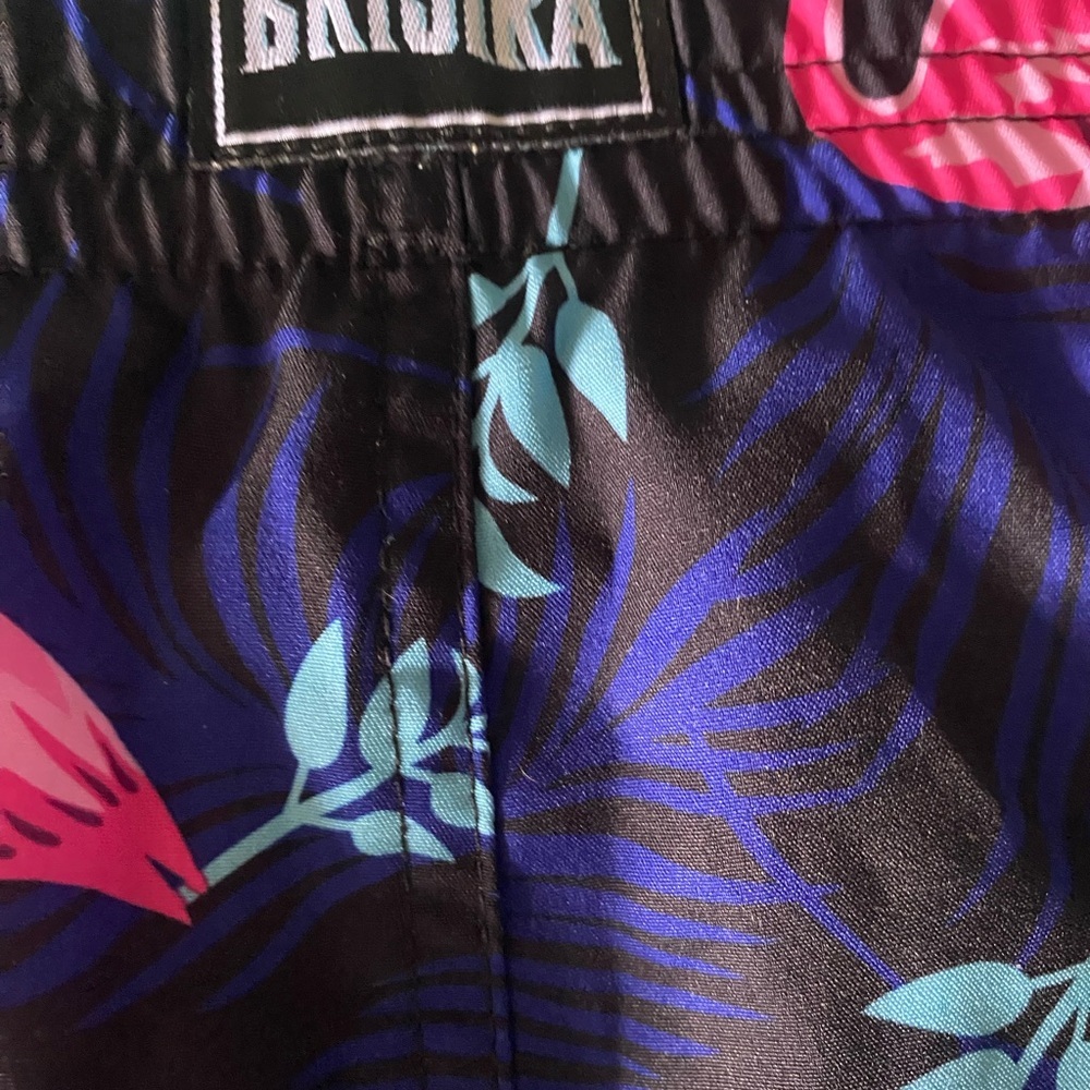 Vibrant Pink and Blue Flamingo Swim Trunks Relaxed Fit - Picture 3 of 6
